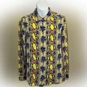 EQUIPMENT | Femme 100% Silk Animal Snakeskin Long Sleeve Blouse Shirt Top